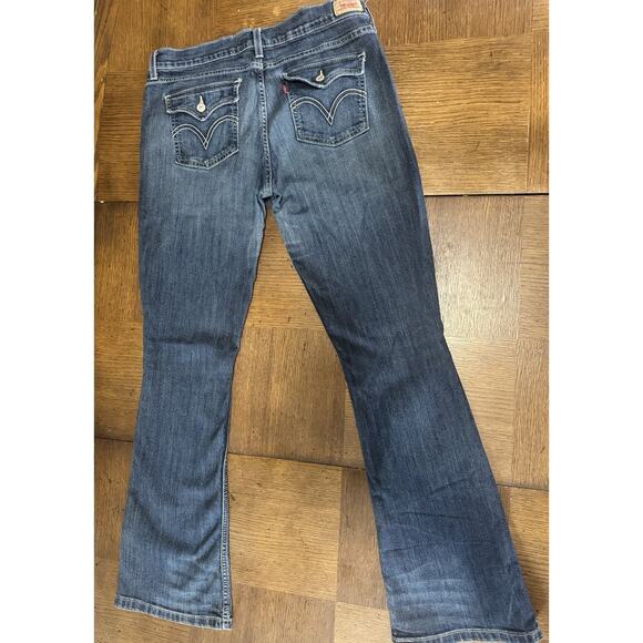 Levis 524 Jeans Womens Size 13 Boot Cut Too Superlow Blue Denim Flap Pockets - Picture 1 of 11